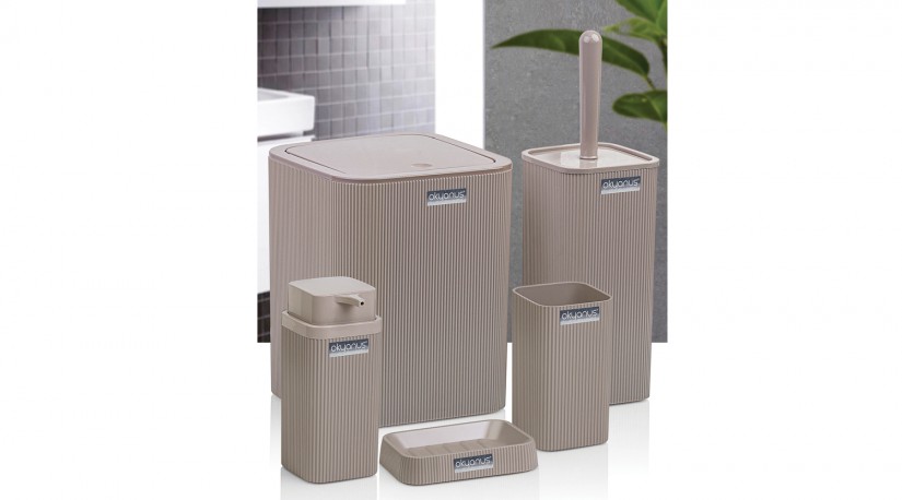 Stella Bathroom Set (5 Pcs) - Brown