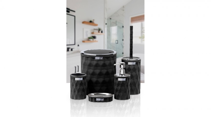 Diamond Bathroom Set (5 Pcs) Chrome - Black