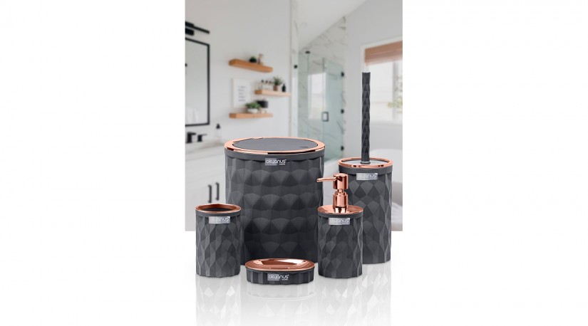 Diamond Bathroom Set (5 Pcs) Rose - Anthracite