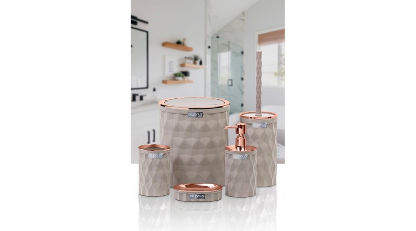 Diamond Bathroom Set (5 Pcs) Rose - Brown