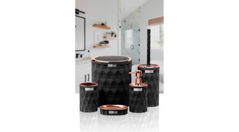 Diamond Bathroom Set (5 Pcs) Rose - Black