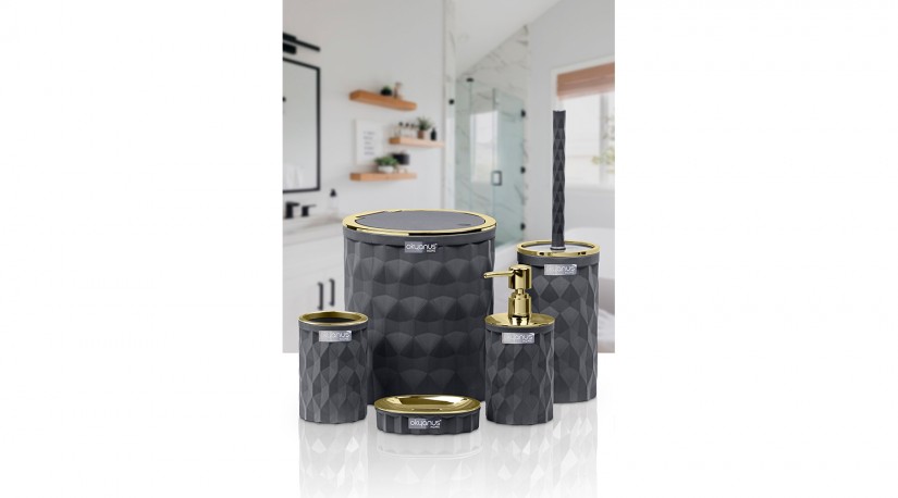 Diamond Bathroom Set (5 Pcs) Gold - Anthracite