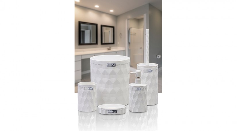 Diamond Bathroom Set (5 Pcs) - White