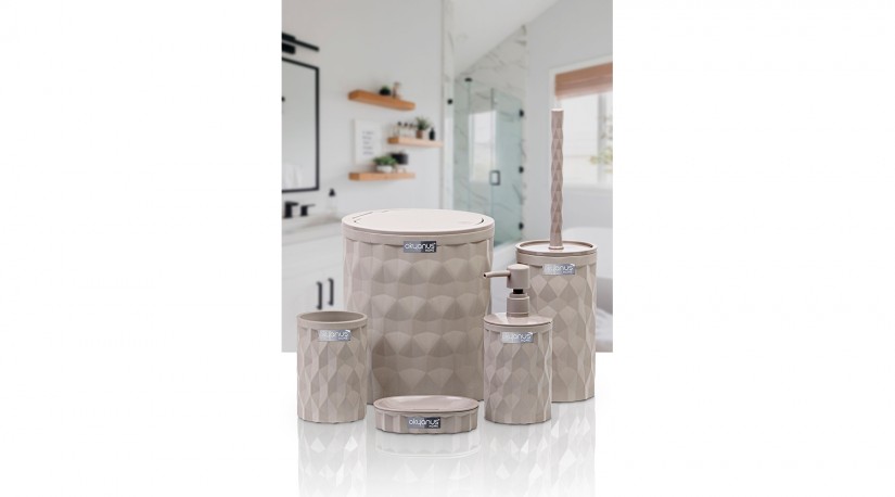 Diamond Bathroom Set (5 Pcs) - Brown