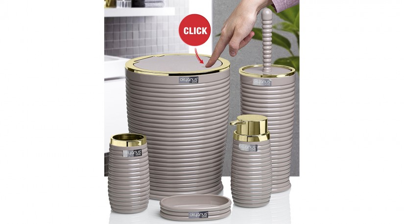 Elegance Bathroom Set (5 Pcs) Gold - Brown