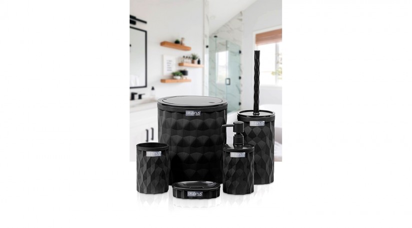 Diamond Bathroom Set (5 Pcs) - Black