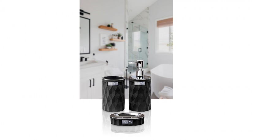 Diamond Bathroom Set (3 Pcs) Chrome