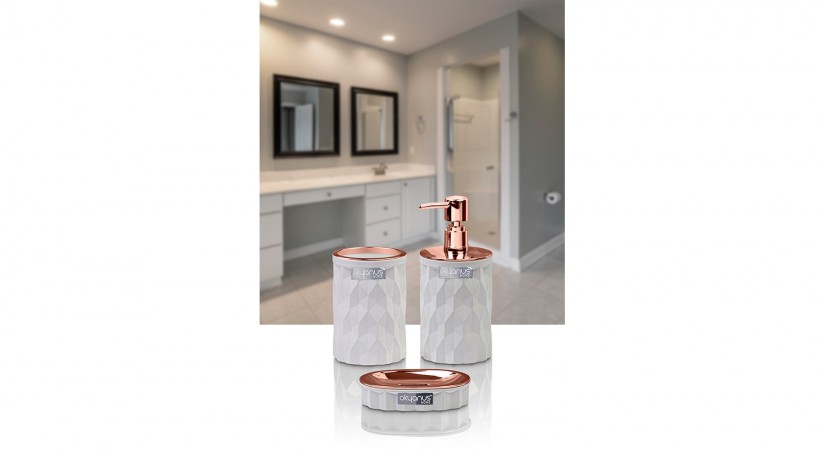 Diamond Bathroom Set (3 Pcs) Rose