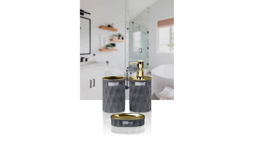 Diamond Bathroom Set (3 Pcs) Gold