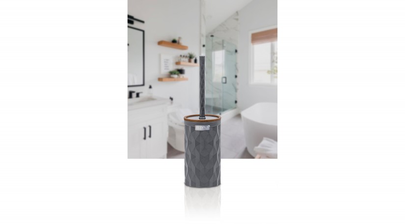 Diamond Toilet Brush & Holder - Wooden