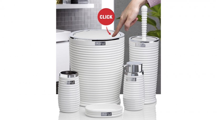 Elegance Bathroom Set (5 Pcs) Chrome - White