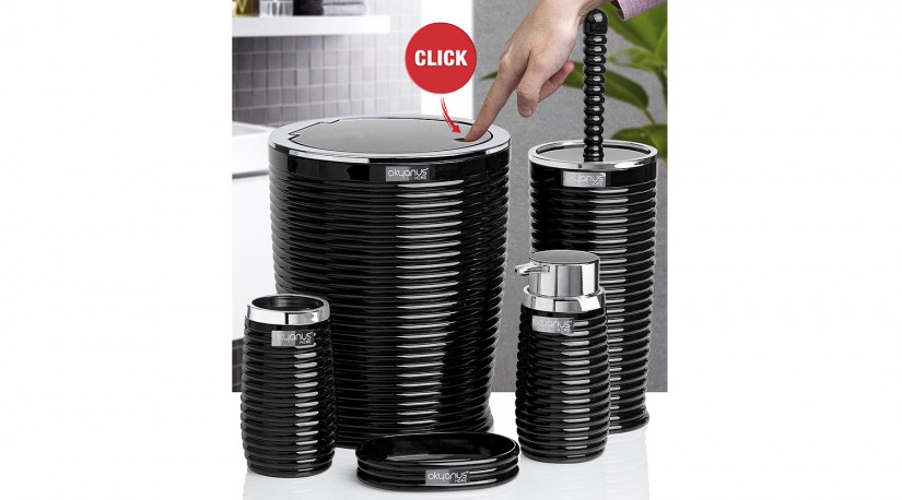 Elegance Bathroom Set (5 Pcs) Chrome - Black