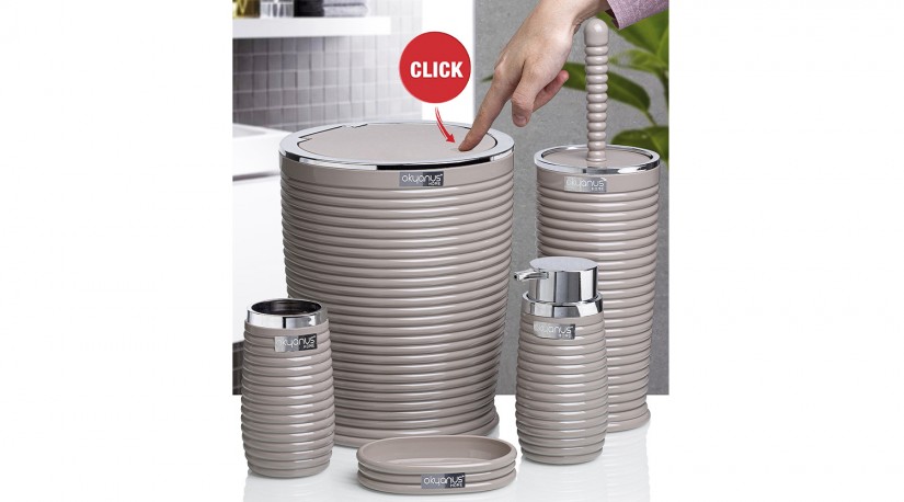 Elegance Bathroom Set (5 Pcs) Chrome - Brown