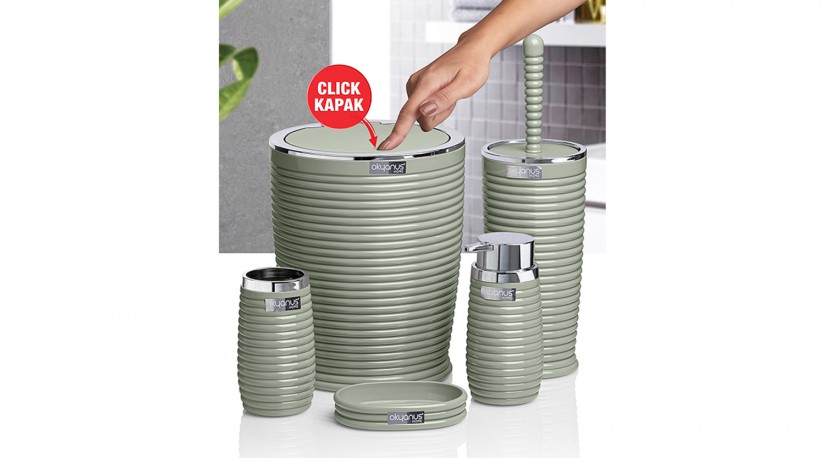 Elegance Bathroom Set (5 Pcs) Chrome - Green
