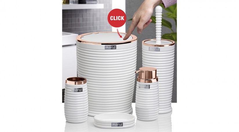 Elegance Bathroom Set (5 Pcs) Rose - White