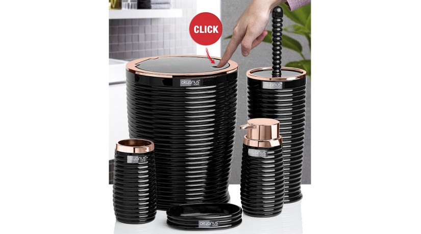 Elegance Bathroom Set (5 Pcs) Rose - Black