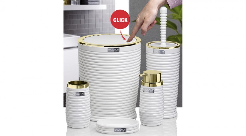 Elegance Bathroom Set (5 Pcs) Gold - White