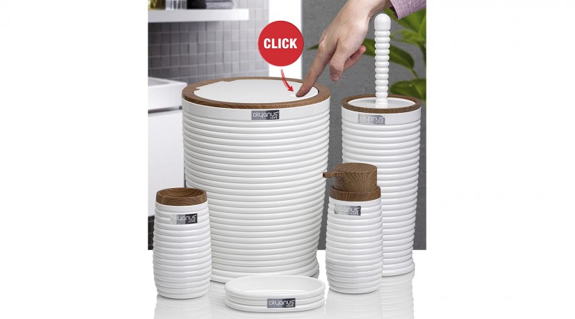 Elegance Bathroom Set (5 Pcs) Wooden - White