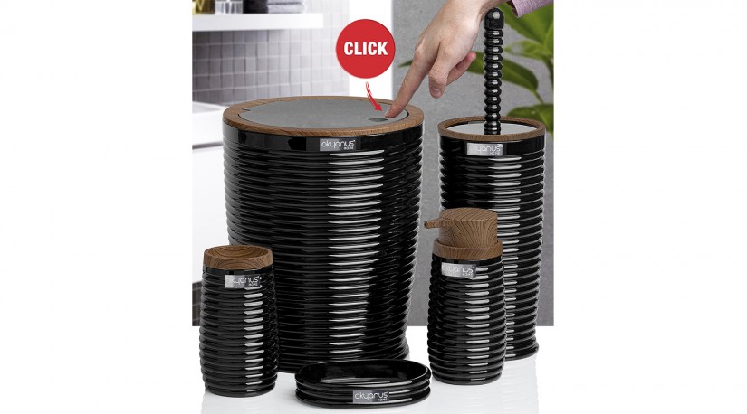 Elegance Bathroom Set (5 Pcs) Wooden - Black
