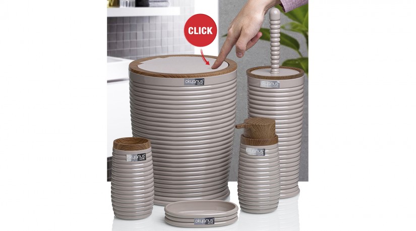 Elegance Bathroom Set (5 Pcs) Wooden - Brown