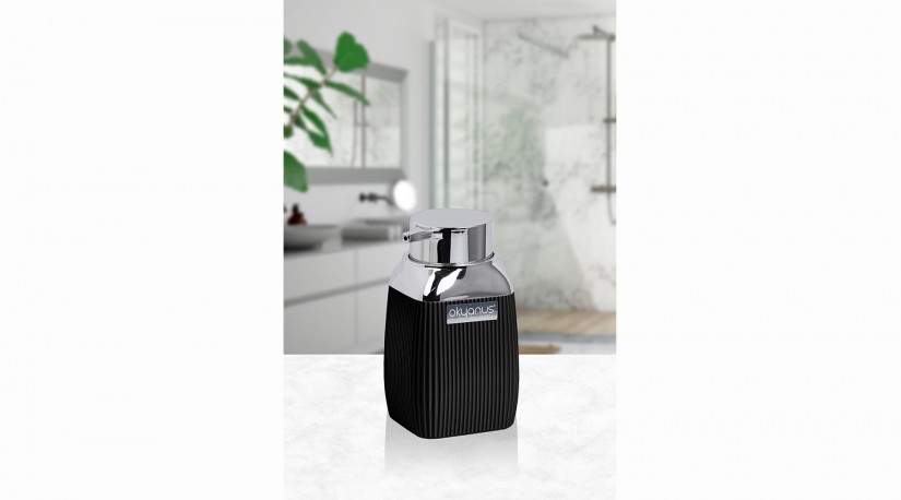 Striped Square Soap  Dispenser - Chrome