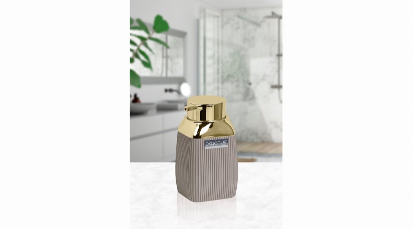 Striped Square Soap Dispenser - Gold
