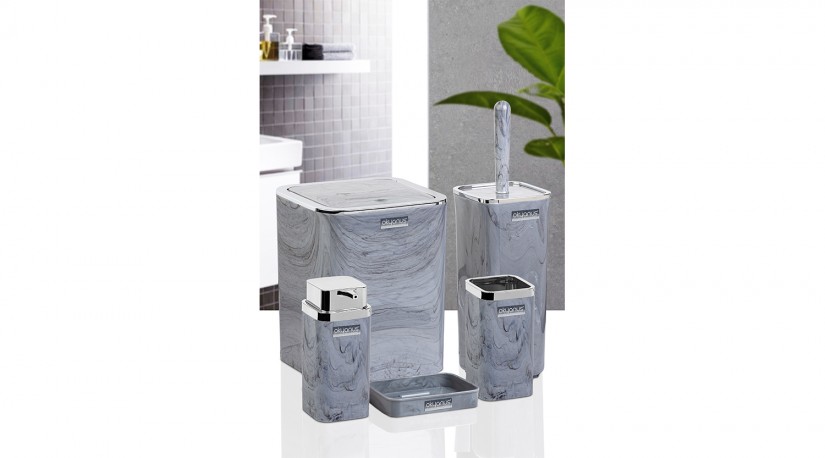 Square Marble Chrome Bathroom Set (5 Pcs)