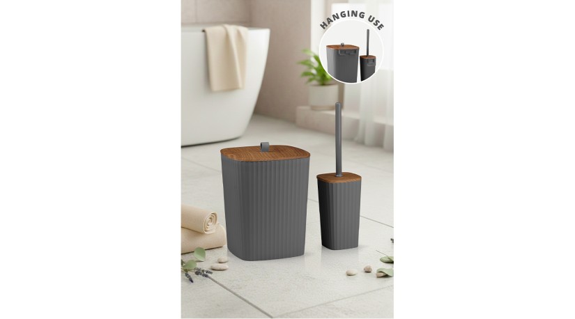 Safir Bathroom Set 2 Pcs  / Wooden-Anthracite