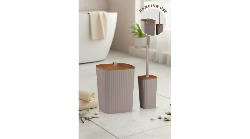 Safir Bathroom Set 2 Pcs  / Wooden-Brown