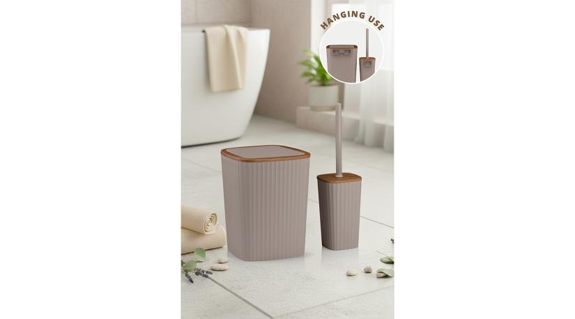 Safir Bathroom Set 2 Pcs  / Wooden-Brown