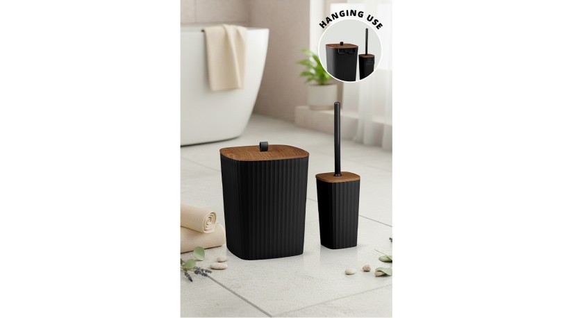 Safir Bathroom Set 2 Pcs  / Wooden-Black