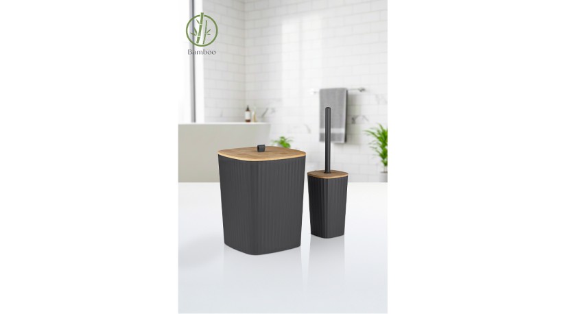 Safir Bathroom Set 2 Pcs / Bamboo / Anthracite