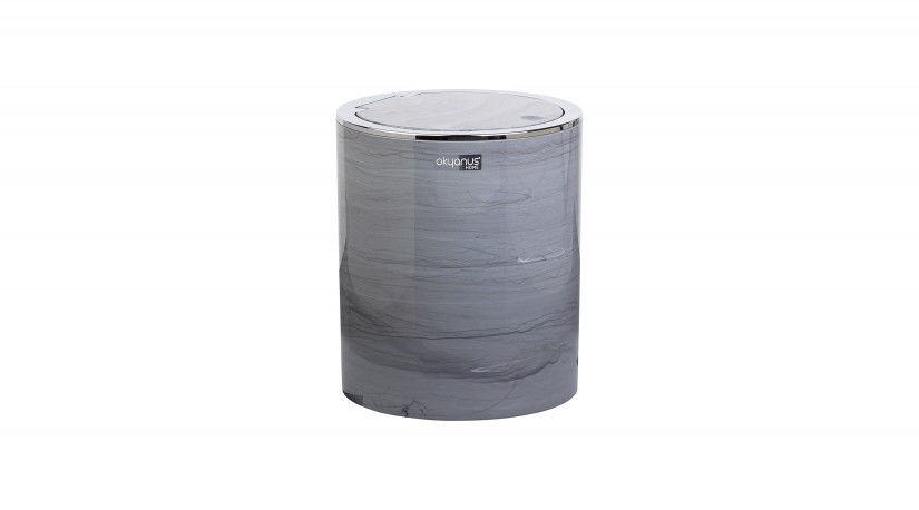Round Marble Chrome Trash Can