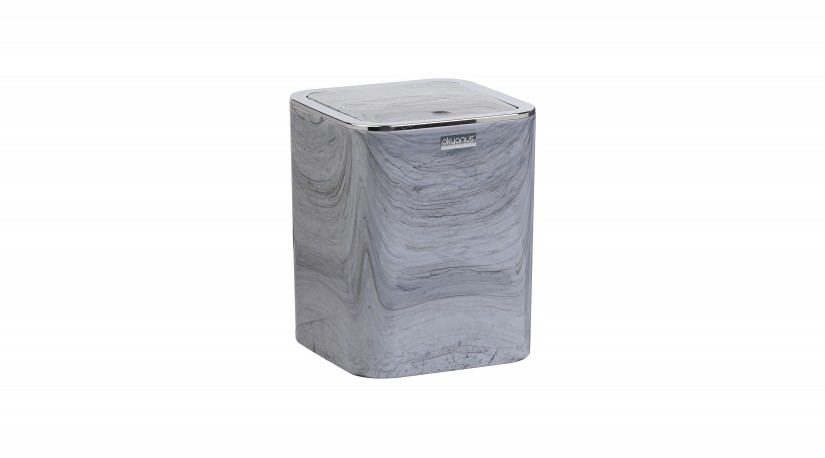 Square Marble Chrome Trash Can