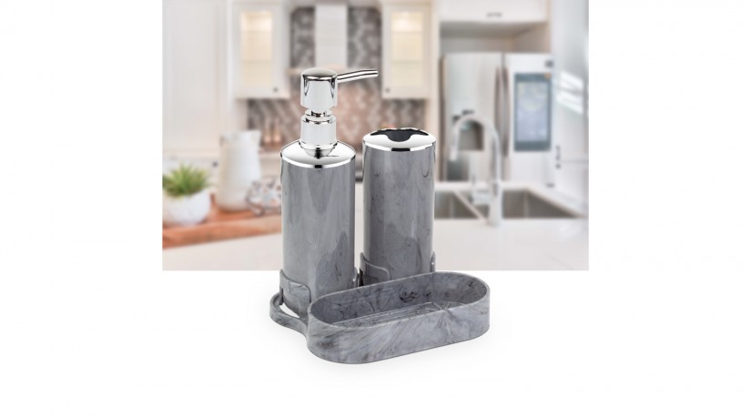 Marble Design Chrome Soap Dispenser with Organizer