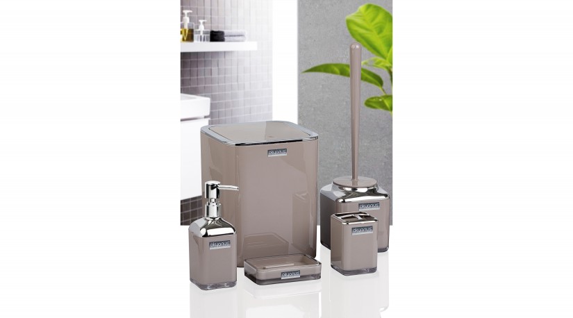 Double Layer Square Bathroom Set (5 Pcs) Chrome - Brown