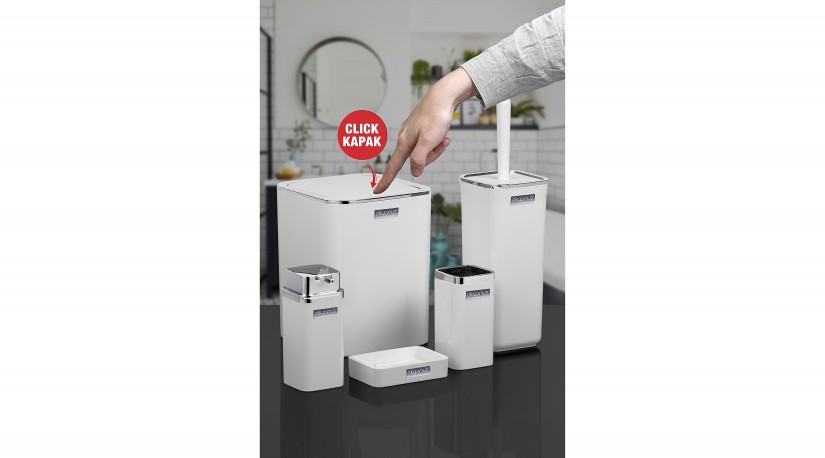 Square Bathroom Set (5 Pcs) Chrome - White