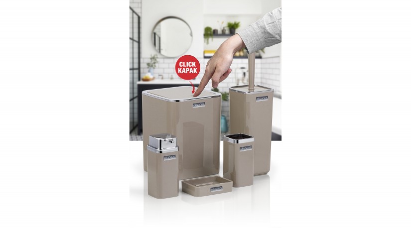 Square Bathroom Set (5 Pcs) Chrome - Brown