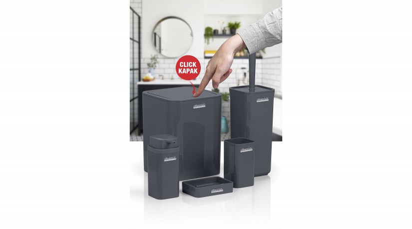 Square Bathroom Set (5 Pcs) - Anthracite