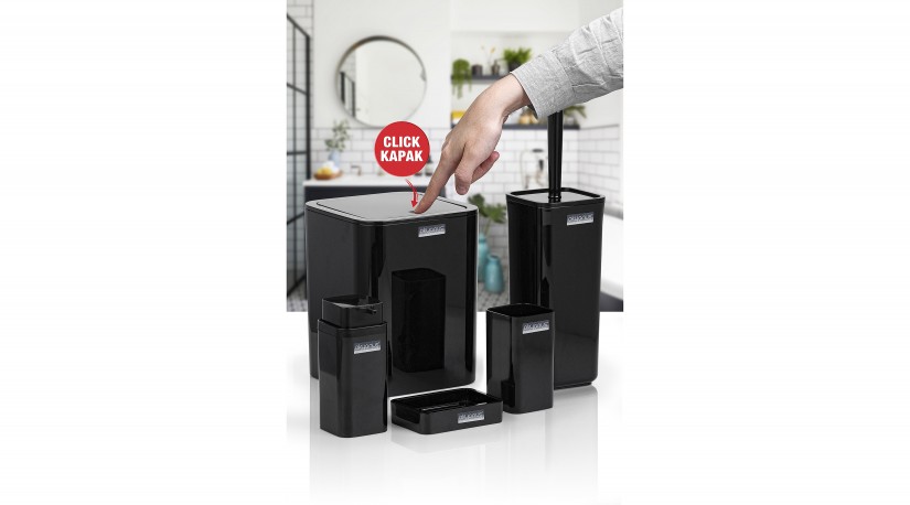 Square Bathroom Set (5 Pcs) - Black