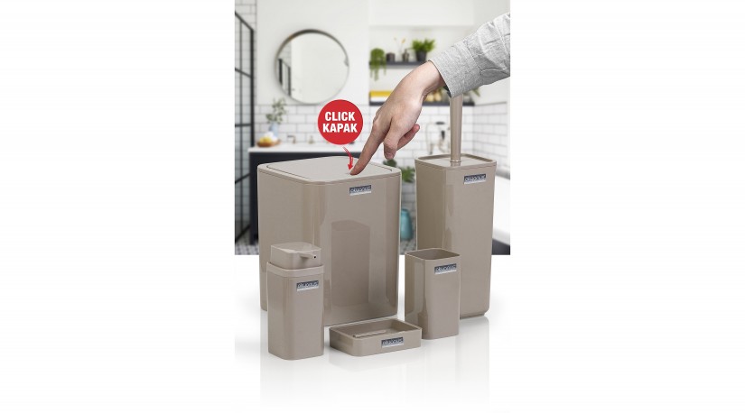 Square Bathroom Set (5 Pcs) - Brown