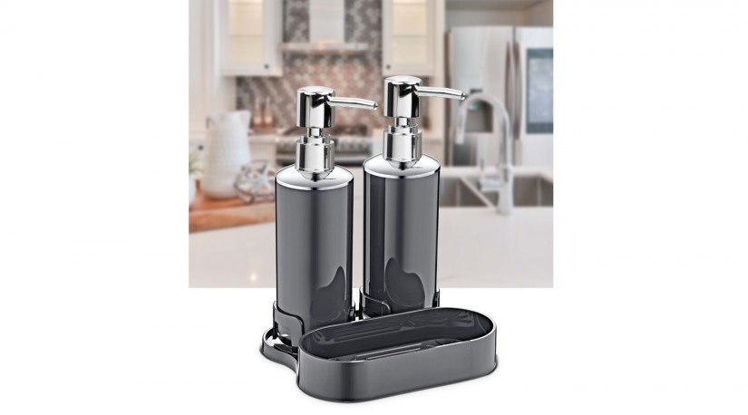 Double Soap Dispenser With Organizer Anthracite