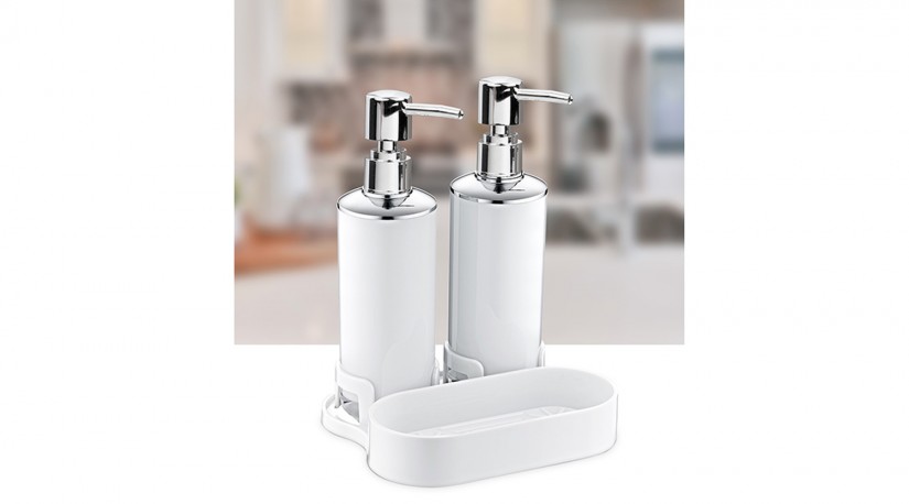 Double Soap Dispenser With Organizer White