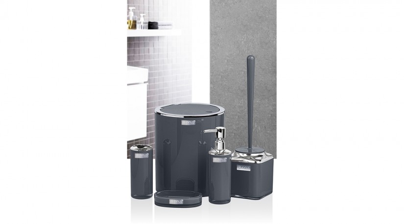 Double Layer Round Bathroom Set (5 Pcs) Chrome - Anthracite