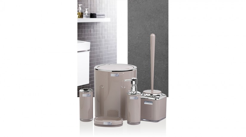 Double Layer Round Bathroom Set (5 Pcs) Chrome - Brown