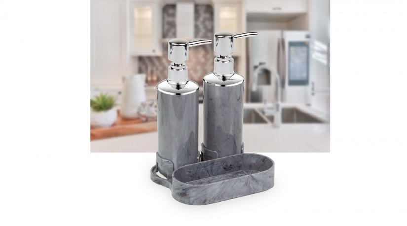 Marble Design Chrome Double Soap Dispenser