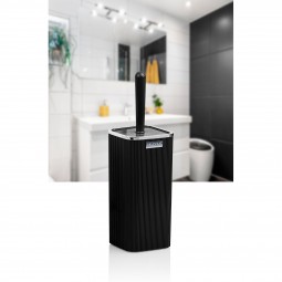 Çizgili Kare Tuvalet Fırçası Siyah - Krom