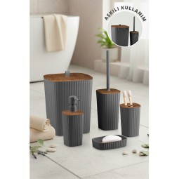 Safir 5'Li Banyo Seti / Ahşap / Antrasit