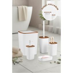 Safir 5'Li Banyo Seti / Ahşap / Beyaz