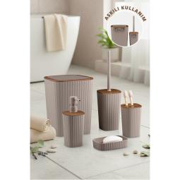 Safir 5'Li Banyo Seti / Ahşap / Kahverengi